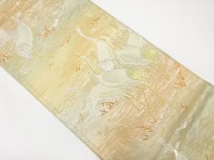 アンティーク　鶴に草葉模様織り出し袋帯（材料）